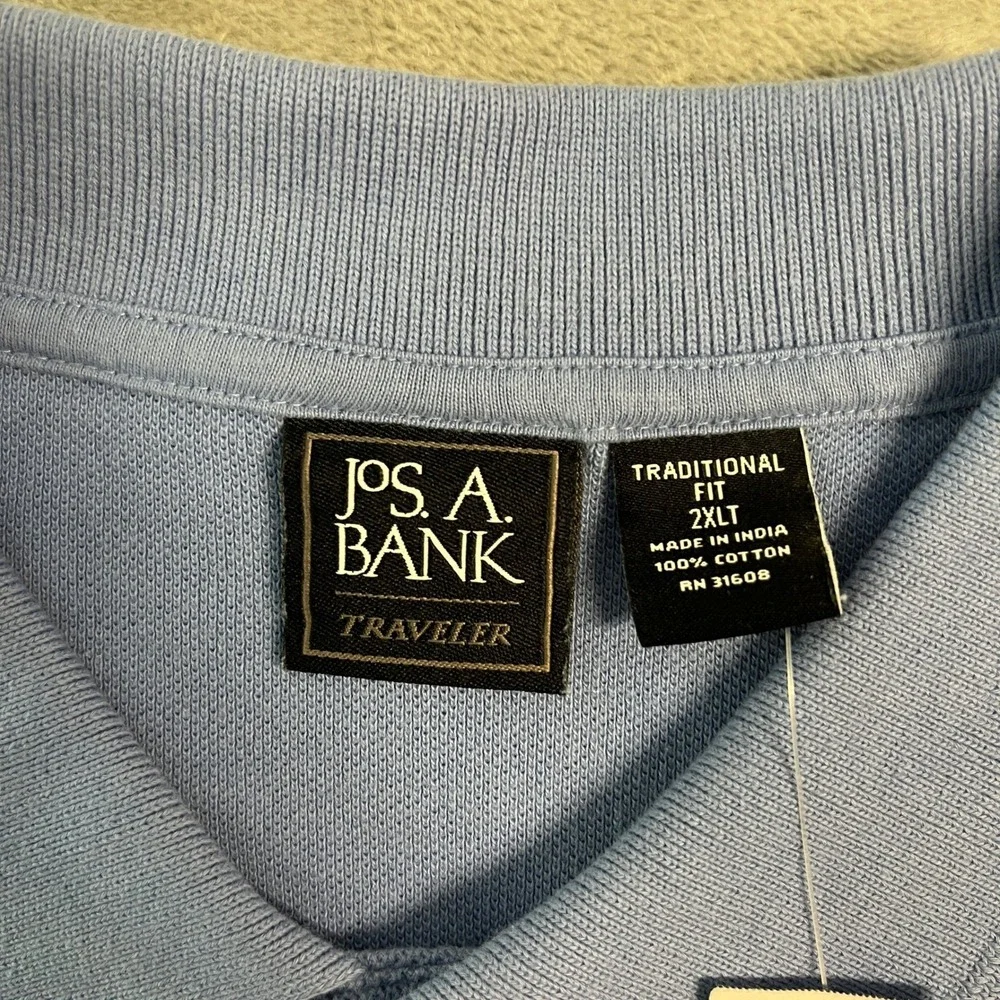 NWT Jos A Bank Traveler Polo Shirt Mens 2XLT Blue Short Sleeve Traditional Fit